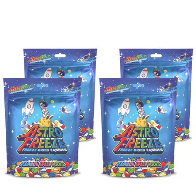 Premium Freeze Dried Skittles - 4-pack 18oz 1.13lb - Rainbow Space Rocks Freeze Dried Candy - Original Skittle Flavors Lime, Strawberry, Grape, Orange, Lemon