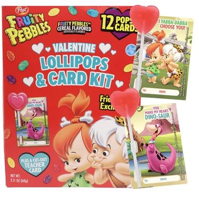 Fruity Pebbles Lollipop Exchange Kit, Assorted Fruit Flavored Suckers, Party Favor Candies, 12 Total