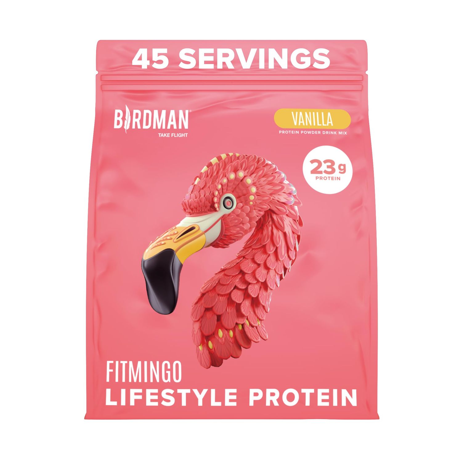 BIRDMAN Fitmingo Vegan Protein Powder for Women with Inositol, Collagen Boosters, Hyaluronic Acid Vitamins Low Carb, Dairy Free, Lactose Free, Low Calorie 23g Plant Based Vanilla Protein Powder