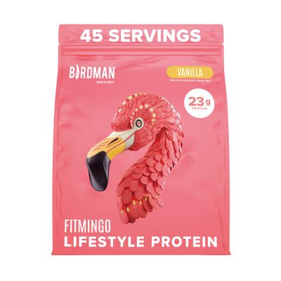 BIRDMAN Fitmingo Vegan Protein Powder for Women with Inositol, Collagen Boosters, Hyaluronic Acid Vitamins Low Carb, Dairy Free, Lactose Free, Low Calorie 23g Plant Based Vanilla Protein Powder