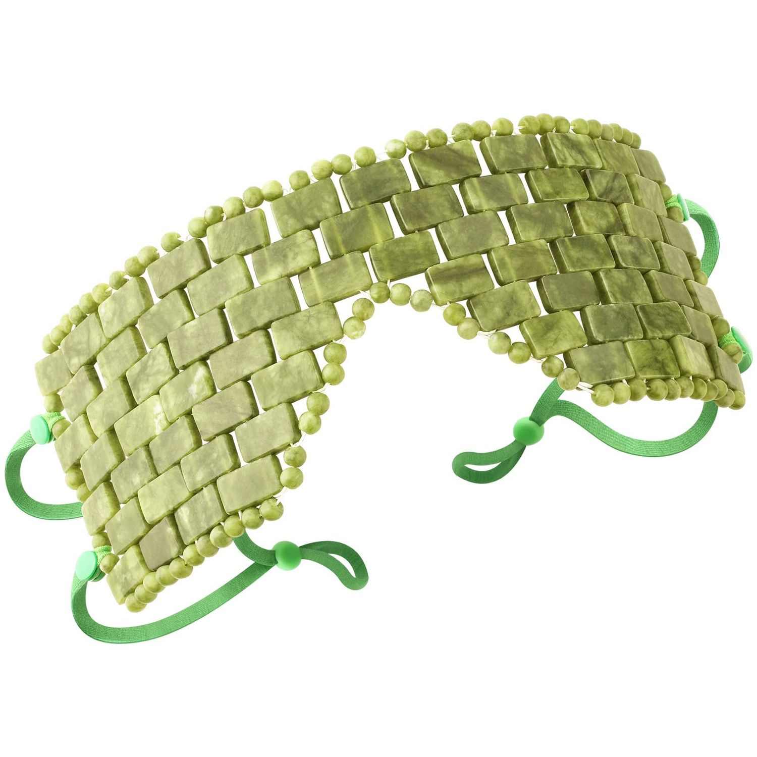 LazyGa Jade Eye Mask,Large Facial Cooling Mask with Green Ear Strings 100 Real Jade for Hot Cold Therapy,Green Jade Facial Eyes Sleeping Mask Relief Eye Cover