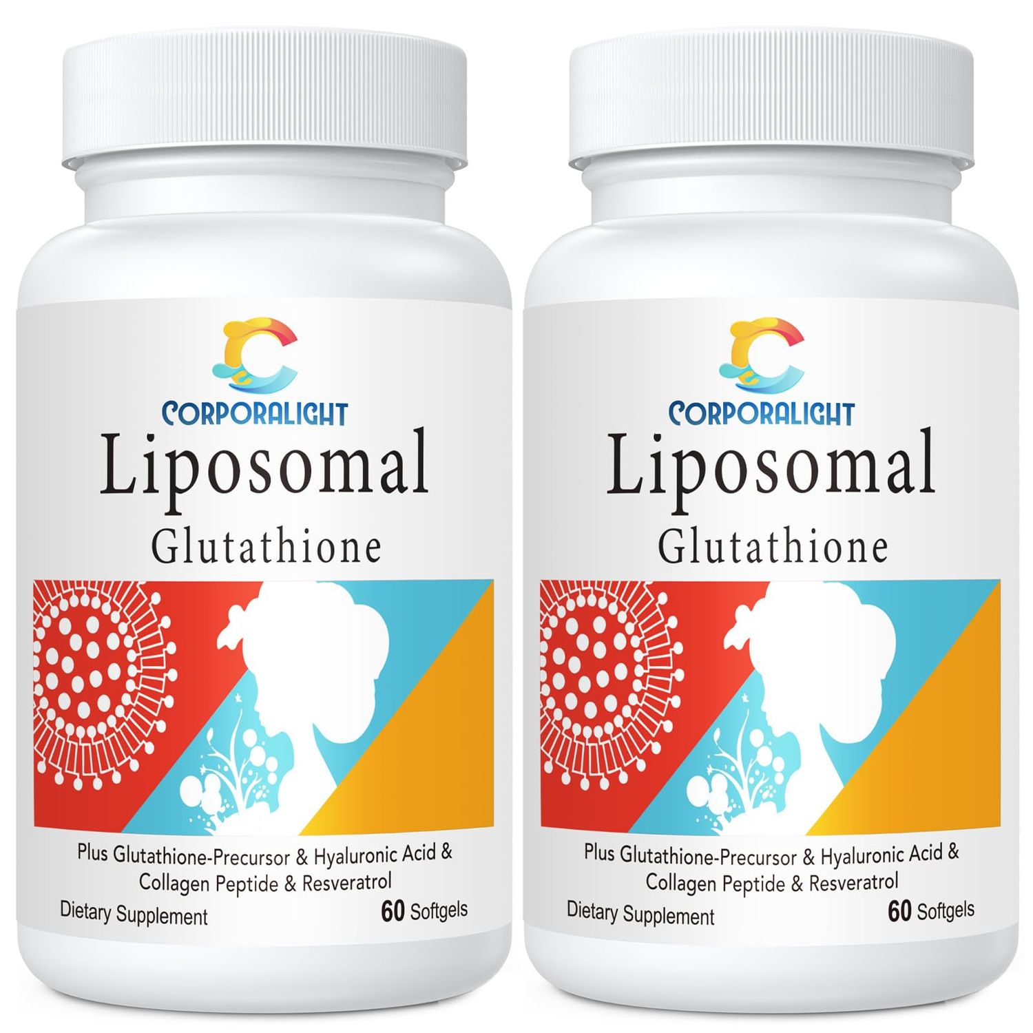 CORPORALIGHT Liposomal Glutathione - High Potency, Glutathione Supplement, with Hyaluronic Acid, Collagen Peptides, and Resveratrol, Ultimate Antioxidant - Energy, Skin Detox, 120 Softgels