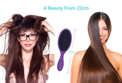 Detangling Hair Brush, Painless No Tangle Comb for Women Men Kids, Detangler Brush for All Hair Types, Wet and Dry, Thin, Thick, Curly, Straight, Long, Short, Hair Brushes Set of 2 (Black Purple)