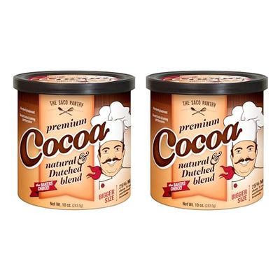 SACO Pantry Premium Cocoa, Natural and Dutched Blend, 10oz (Pack of 2), Certified Kosher, Gluten-Free Nut-Free