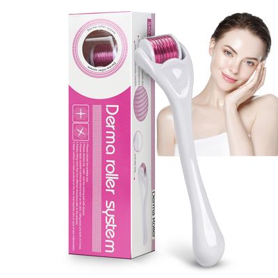 Titanium 540 Derma Roller for Beard Hair Skin Face 540 0.25mm (White Handle Purple Roller)