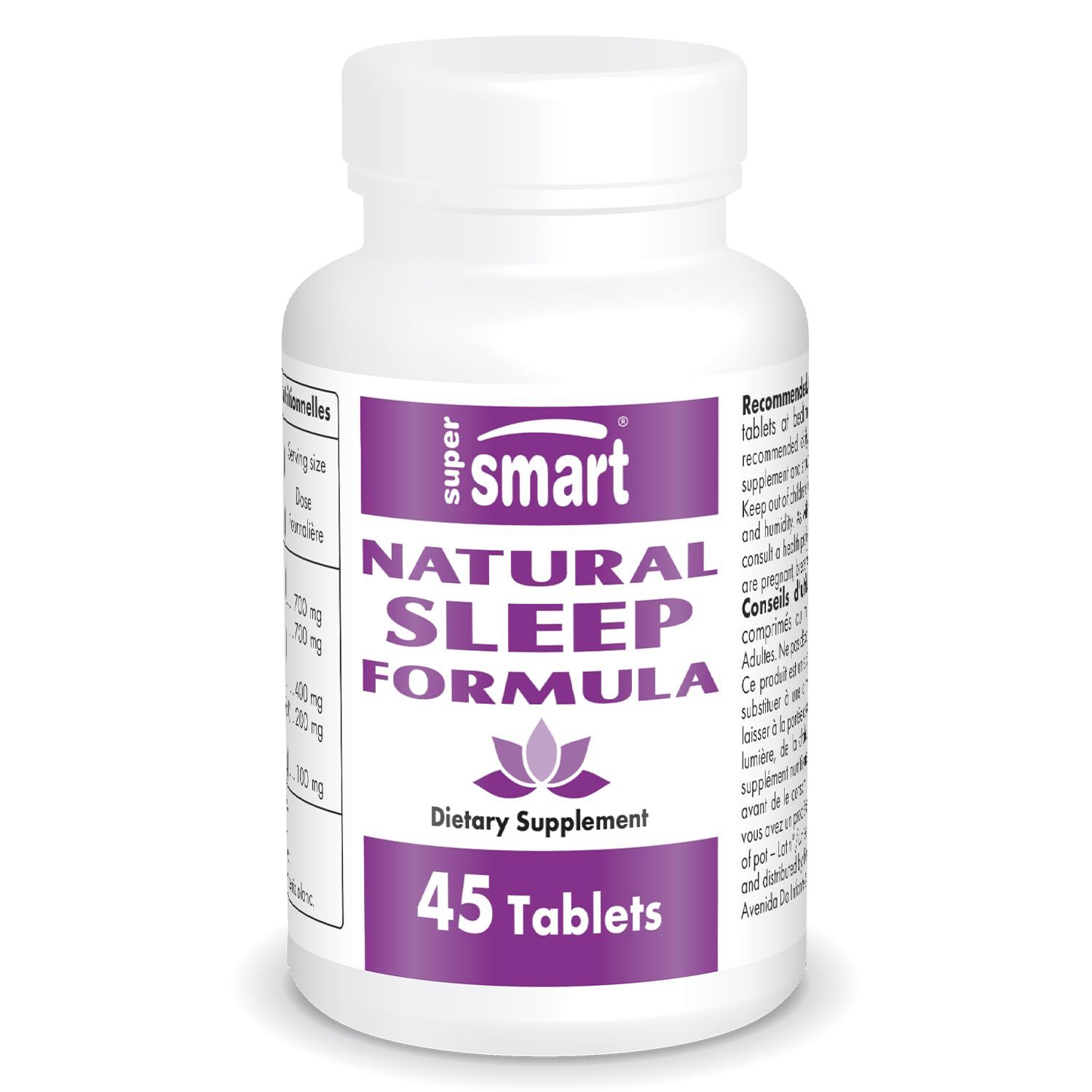 Supersmart - Natural Sleep Formula (Advanced Formula) - with L-Tryptophan, Valerian Root, Hop, Eschscholzia Californica - Herbal Supplement Non-GMO Gluten Free - 45 Tablets