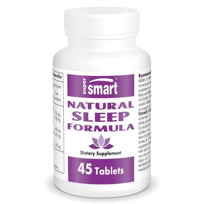 Supersmart - Natural Sleep Formula (Advanced Formula) - with L-Tryptophan, Valerian Root, Hop, Eschscholzia Californica - Herbal Supplement Non-GMO Gluten Free - 45 Tablets
