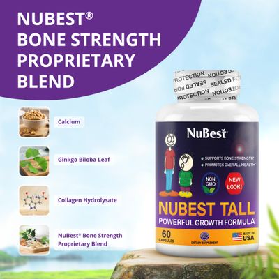 NuBest Tall - Powerful Formula for Strong Bones, Immunity Healthy Development with Calcium, Collagen Herbs - for Children (5) Teens Who Dont Drink Milk Daily - 2 Pack 2 Months Supply
