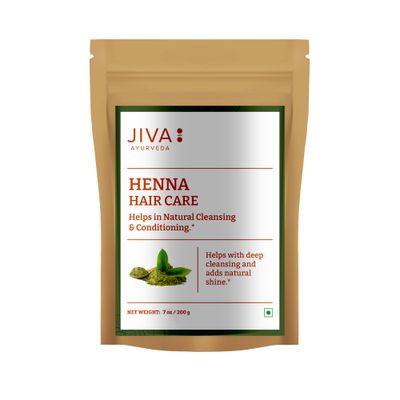 Jiva Ayurveda Henna Powder for Hair Conditioner for Deep Cleansing, Shine Scalp Health - Red Brown Hena Dye For Hair for Men Women 200gm (Pack of 1)