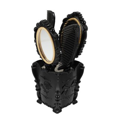 Detangling Hair Brush 5pcs Vintage Hand Mirror Comb Set with Storage Pot Antique Cosmetic Mirror Hair Dry Curly Styling Tool Travel Vanity Mirror