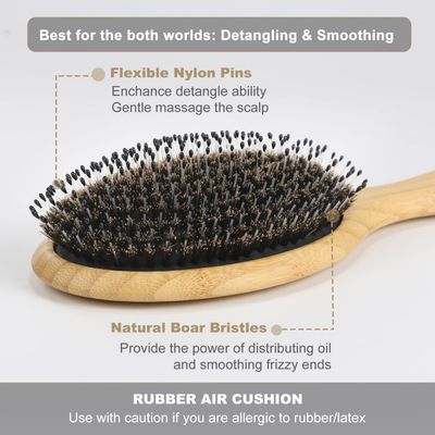 BESTOOL Hair Brush, Boar Bristle Hair Brushes for Women men Kid, Boar Nylon Bristle Brush for WetDry Hair Smoothing Massaging Detangling, Everyday Brush Enhance Shine Health (Round)