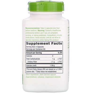 Nature's Way Valerian Root 1,590 Milligrams Traditional Sleep Aid as a Dietary Supplement (180 Vegan Capsules) Pack of 2