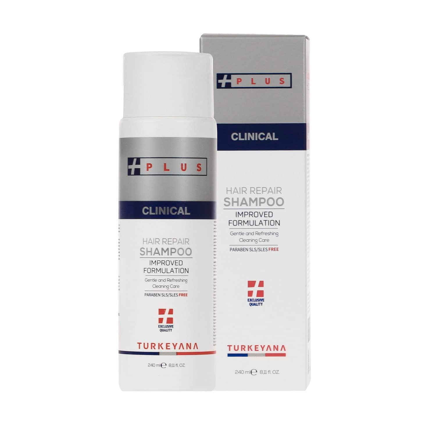 Turkeyana Plus Clinical Hair Repair Shampoo - Growth, Anti-Thinning, Regrowth, Vegan Formula, Adults Biotin, Keratin, Sodium DNA Plant Stem Cells, 8 oz