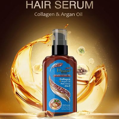 DISAAR Beauty Hair Serum Anti Frizz 2in1 Mild Formula Nourish Repair Color Protection Damaged Repair 120ml4.23fl.oz (Collagen Argan Oil)