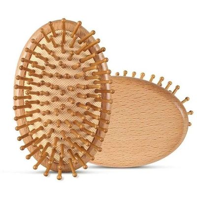 1 Pc Brown Comfortable Bamboo Brush for Hair Growth, Bamboo Hair Brush Massager Mini Bristles Natural Wooden Scalp Brush Detangling Hairbrush for Women, No Handle Design