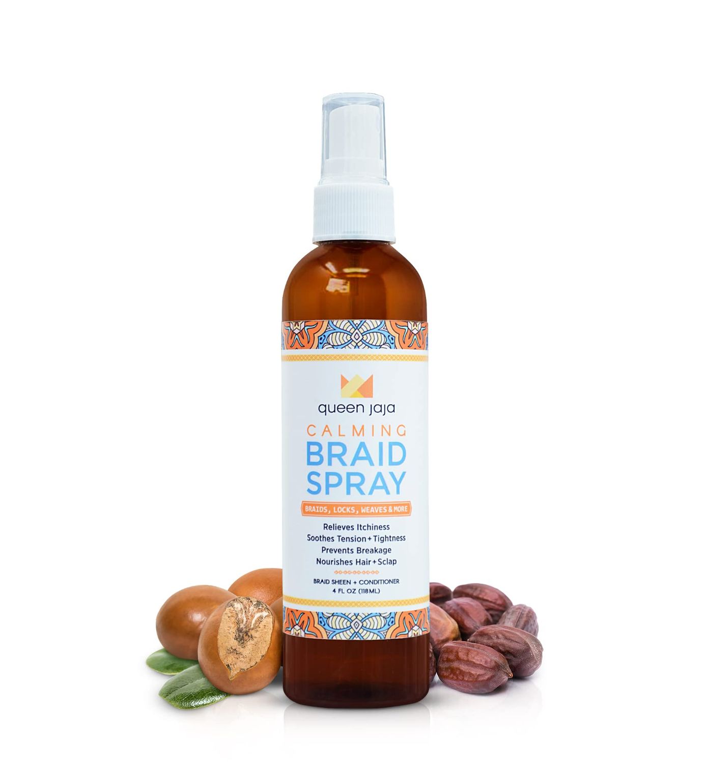 Calming Braid Spray by Queen Jaja Relieves Itchiness Soothes Tightness Prevents Breakage Healthy Hair Growth Anti Itching Braid Sheen
