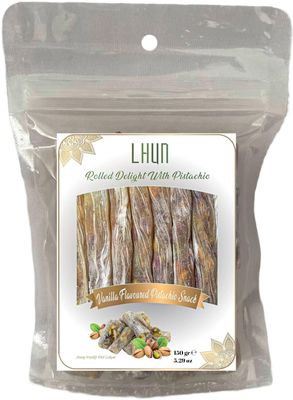 LHUN Rolled Turkish Delight with Pistachio Handmade Gourmet Exotic Snacks with Unique Taste Exotic Candy as a Turkish Delight Candy with Vanilla and Pistachio (Mini Pack)