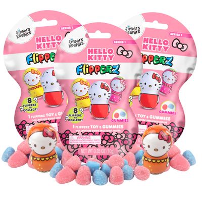 Flipperz Hello Kitty Finders Keepers with Assorted Gummies, Individually Wrapped Candy, Collectible Character Inside, 0.35 Ounces (Pack of 3)