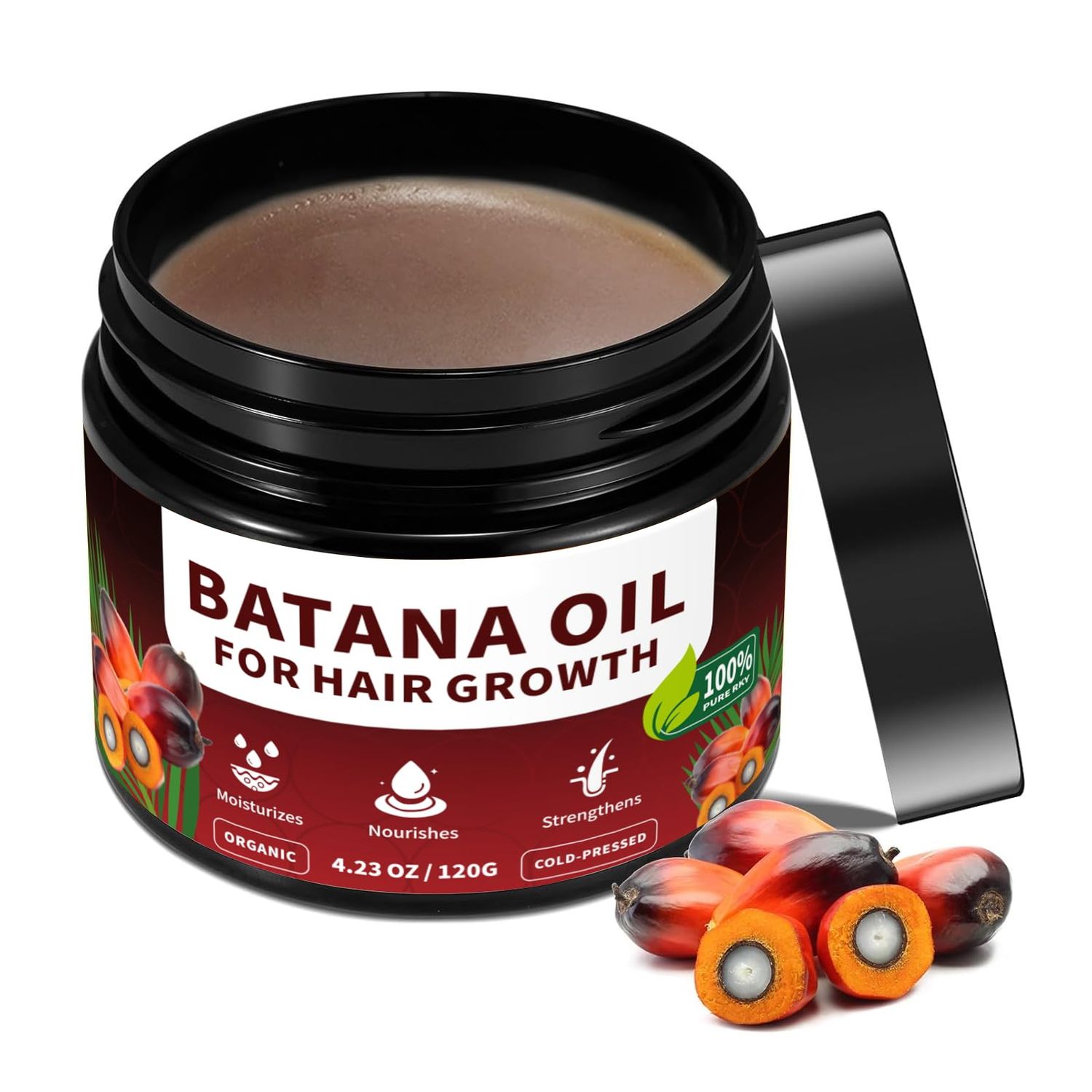 Batana Natural Hair Growth Oil - Raw Batana Oil for Hair Growth from Honduras - 100 Pure - Increases Hair Thickness, Prevents Loss, Eliminates Split Ends for Men Women - 4.23 OZ