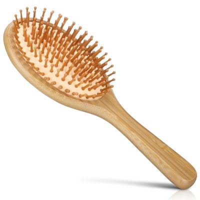 Generic International Shop Hair Brush,Natural Wooden Paddle Detangling Hairbrush for Massaging Scalp CurlyThickDry for Women,Yellow