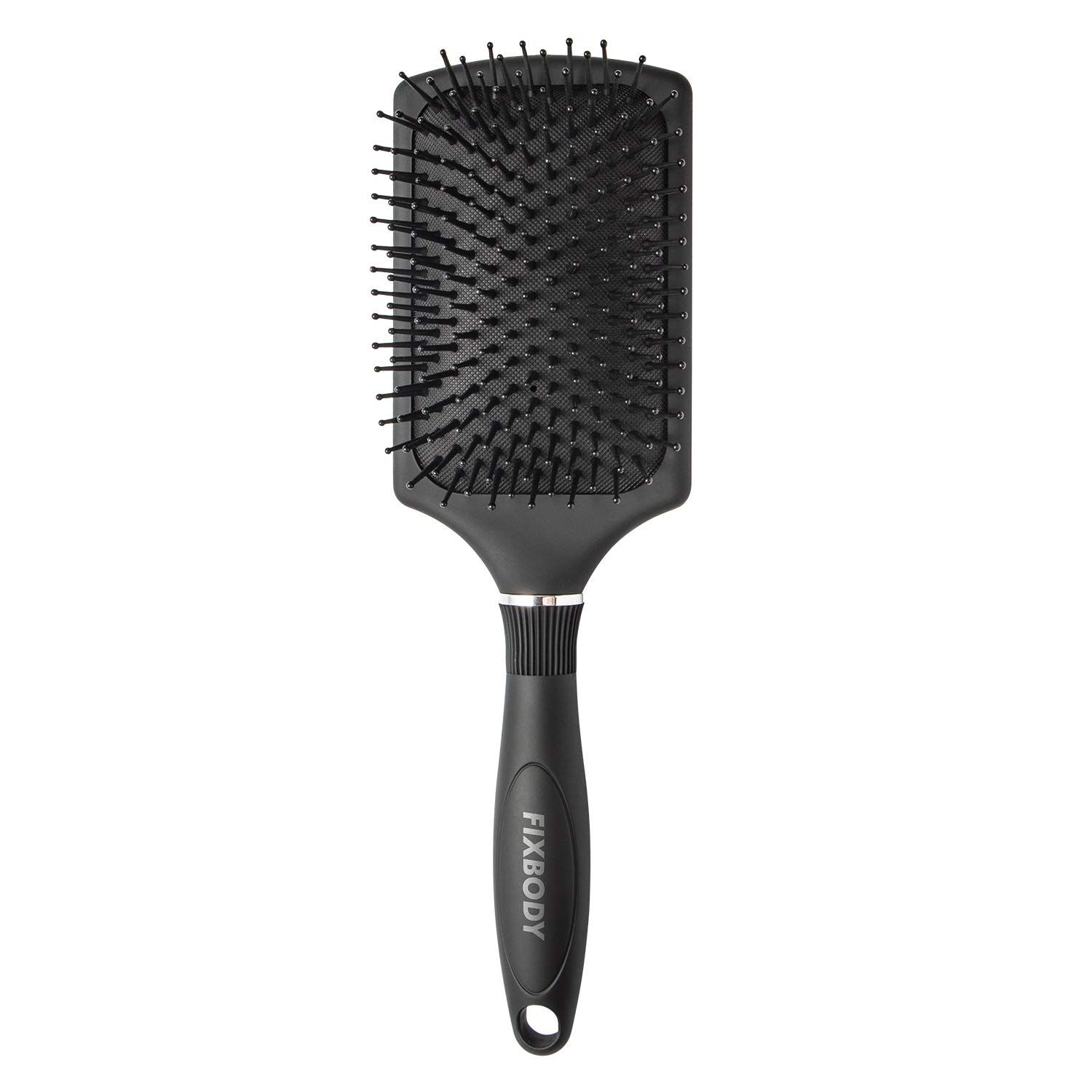 FIXBODY Paddle Brush with A Large Cushion, Smoothing Detangling Brush for Long Thick Hair, Both Wet Dry - Black Mate