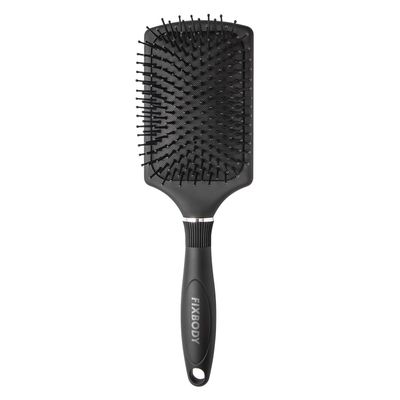 FIXBODY Paddle Brush with A Large Cushion, Smoothing Detangling Brush for Long Thick Hair, Both Wet Dry - Black Mate