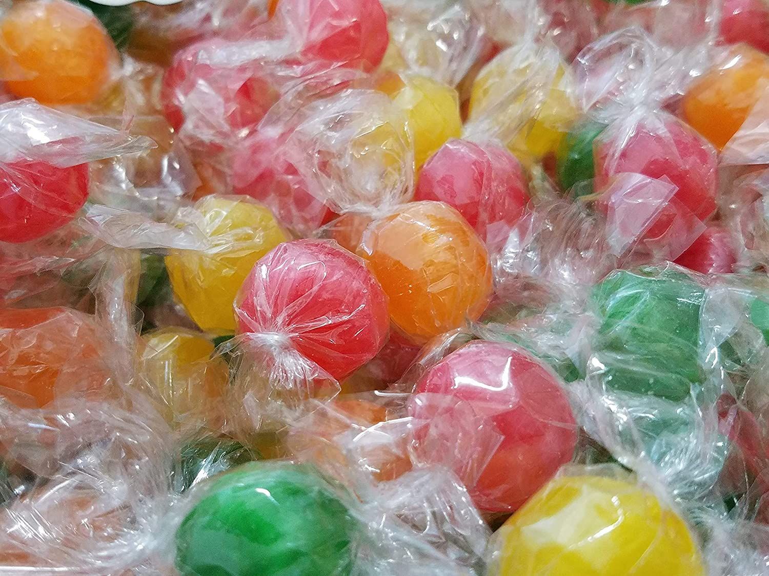 Bayside candy Sour Balls Bulk Hard Candy Wrapped Tangy Fruit Sour Balls Assorted Orange Lemon Strawberry Cherry Green Apple Candy (1LB)