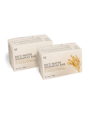 mimosu Fermented Rice Water Shampoo Bar 2 Pack - pH Balanced, Unscented Solid Shampoo for Hair Growth, Curly Hair, Natural Hair Care, Eco-Friendly, Korean Hair Care Formula