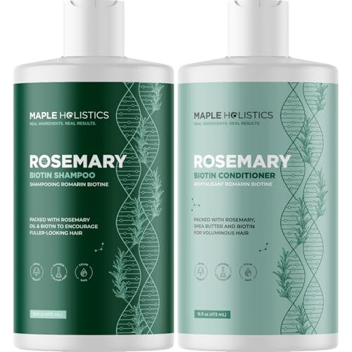 Biotin Rosemary Shampoo and Conditioner Set - Vegan Sulfate Free Biotin Shampoo and Conditioner Set Hair Growth Complex with Volumizing Rosemary Essential Oil for Fine Weak Dull Hair