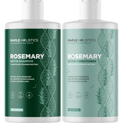 Biotin Rosemary Shampoo and Conditioner Set - Vegan Sulfate Free Biotin Shampoo and Conditioner Set Hair Growth Complex with Volumizing Rosemary Essential Oil for Fine Weak Dull Hair