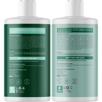 Biotin Rosemary Shampoo and Conditioner Set - Vegan Sulfate Free Biotin Shampoo and Conditioner Set Hair Growth Complex with Volumizing Rosemary Essential Oil for Fine Weak Dull Hair