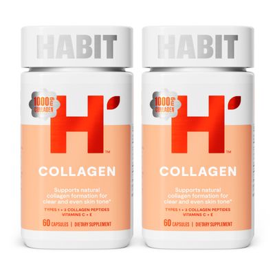 Habit Collagen Supplement 2 Pack (120 Capsules) - New Look, 2000mg Collagen Peptides, Vitamin C Vitamin E, Skin Health, Antioxidants, Non-GMO, Gluten Free