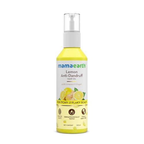 MAMAEARTH Lemon Anti-Dandruff Hair Oil Fights Dandruff Soothes Itchy, Flaky Scalp Enriched with Lemon Ginger for Strong, Healthy Hair Non-Sticky Lightweight 3.38 Fl Oz (100ml)