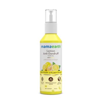 MAMAEARTH Lemon Anti-Dandruff Hair Oil Fights Dandruff Soothes Itchy, Flaky Scalp Enriched with Lemon Ginger for Strong, Healthy Hair Non-Sticky Lightweight 3.38 Fl Oz (100ml)