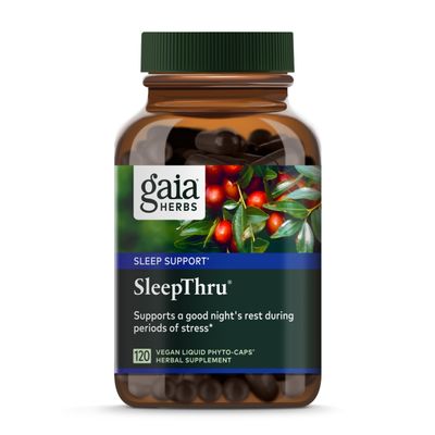 Gaia Herbs SleepThru - Natural Sleep Support Supplement with Organic Ashwagandha Root, Organic Magnolia Bark, Passionflower, and Jujube Date - 120 Vegan Liquid Phyto-Capsules (60-Day Supply)