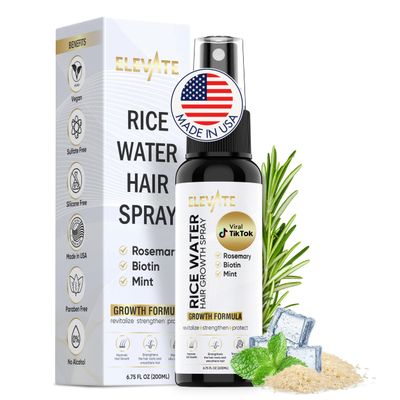 Elevate Fermented Rice Water for Hair Growth - Rice Water Brewed Rosemary Spray Infused with Biotin - Vegan Growth Serum Mist - Strengthen Moisturize Thicken Naturally Hair Loss Treatment Women