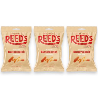 Reeds Individually Wrapped Butterscotch Hard Candy Traditional Butterscotch Hard Candy Creamy and Buttery Old-Fashioned Butterscotch Hard Candy Brought To You By Iconic Candy 6.25oz Peg Bag (1)