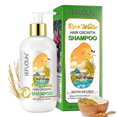 NIFEISHI Rice Water Hair Growth Shampoo, Strengthening Formula for Thinning Hair, Anti-Hair Loss, Regrowth, with Biotin, Keratin, Caffeine for Men Women, All Hair Types 10 Fl Oz
