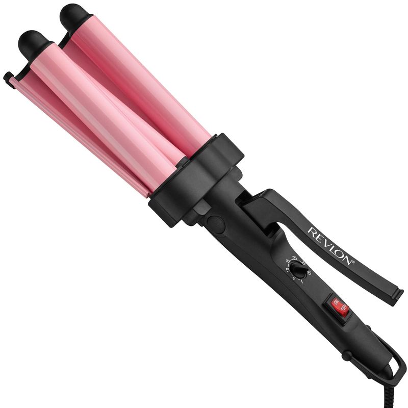 Revlon 3 Barrel Jumbo Hair Waver Long-Lasting, Natural Looking Waves, (Pink)