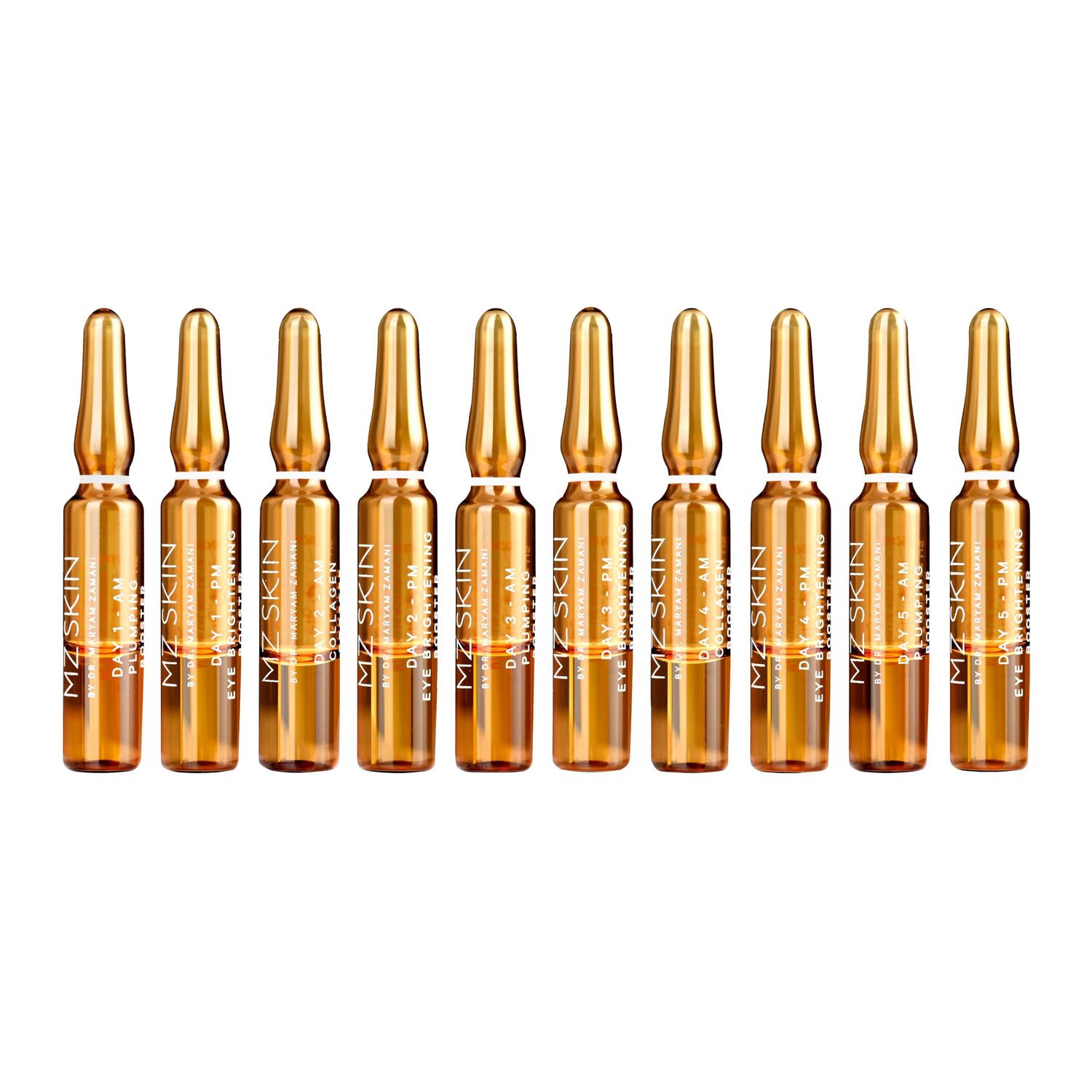 MZ SKIN Brightening Eye Ampoules, Professional 5-Day Intensive Treatment for Dark Circles, Wrinkles, Puffiness Fine Lines, With Hyaluronic Acid For Hydrated Refreshed Under Eyes 10 Pack Set