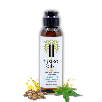 Fysiko Castor Oil-100 Pure Natural, Cold Pressed, Extra Virgin,Hexane free. Protect and Strengthens, Hair, Skin Nails. Great for Acne Blemishes. 4 oz