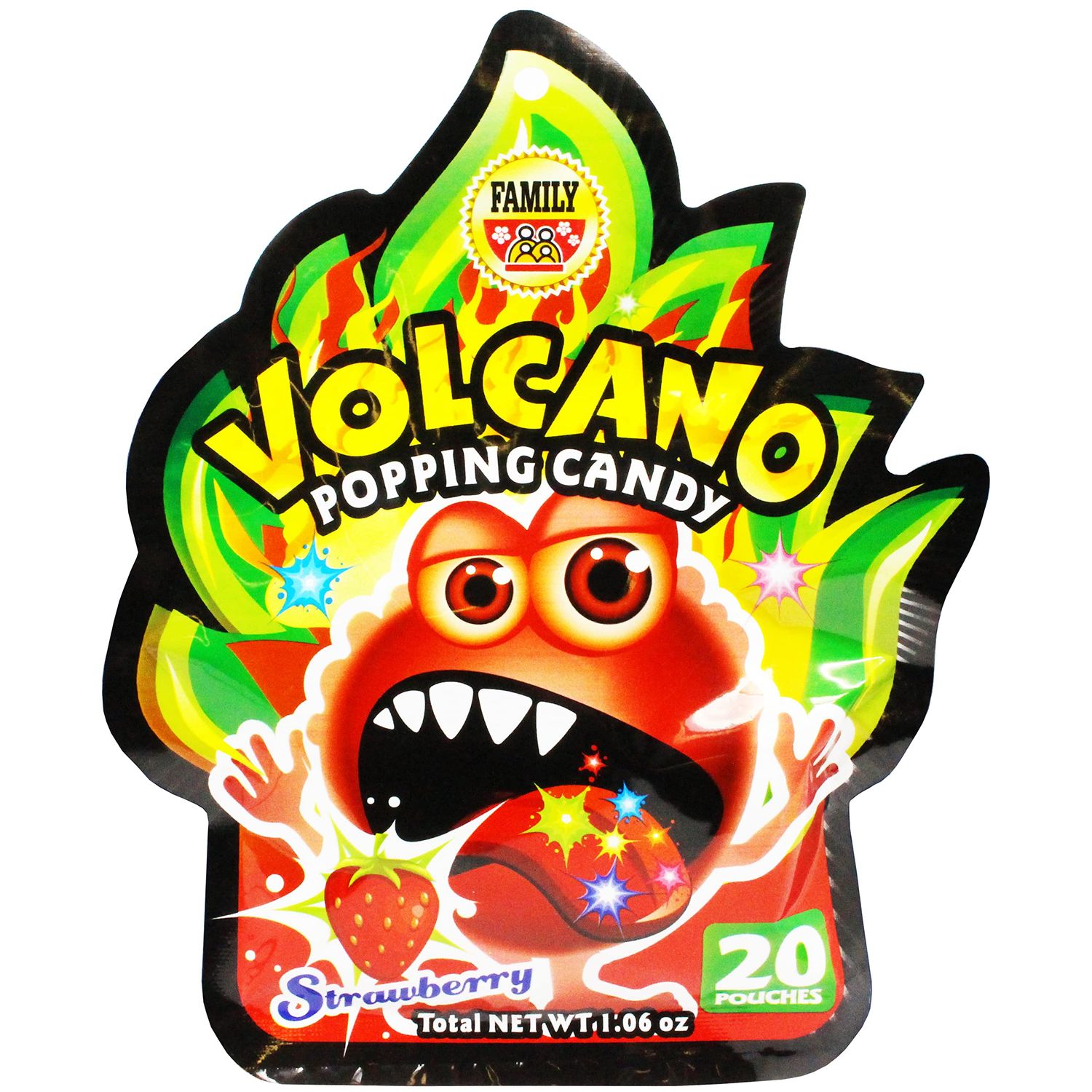 Volcano Strawberry Flavor Popping Candy (1 x 1.06 oz Bag)