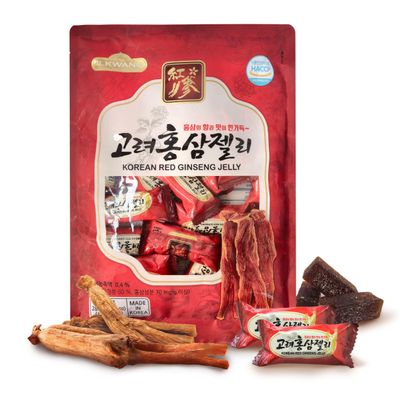 COELO Red Ginseng Jelly 9.87oz (280g) Natural Hongsam Chewy Snack, Korean Favorite Gummy, K-Food Sweet and Tangy Soft Candy Sweets, Party Camping Dessert Holiday Treats K-Snack
