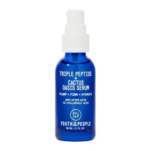 Youth To The People Triple Peptide Oasis Face Serum (1 fl oz), Hydrates Plumps Dry Skin, Hyaluronic Acid Peptides, Fragrance-free, Vegan