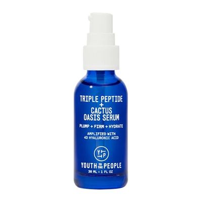 Youth To The People Triple Peptide Oasis Face Serum (1 fl oz), Hydrates Plumps Dry Skin, Hyaluronic Acid Peptides, Fragrance-free, Vegan