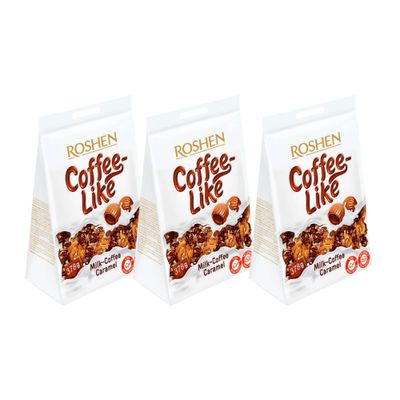 Roshen Caramel Candy &quot;Coffeelike&quot; with Coffee-Milky Filling, Delicious, Flavorful Sweets 13.33oz378gr Pack of 3