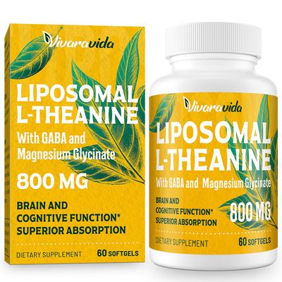 Vivaravida L-Theanine 800mg Supplement with GABA and Magnesium Glycinate - Natural Compound, Sleep and Relaxation (60 Softgels)