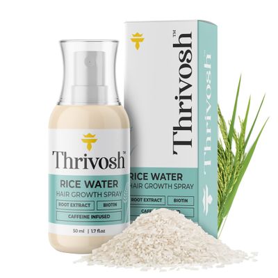 Thrivosh Vegan Rice Water Hair Growth Spray with Biotin and Caffeine - Premium Leave-In Formula - 1.7fl Oz