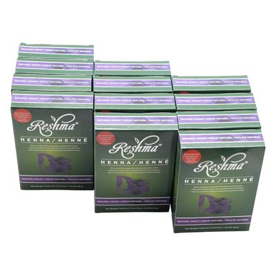 Reshma Beauty 30 Minute Henna Hair Color Infused with Natural Herbs, For Soft Shiny Hair, Henna Hair ColorDye, 100 Gray Coverage, Semi-Permanent Ayurveda Hair Product, 12.6 oz, Pack of 12 (Violet)