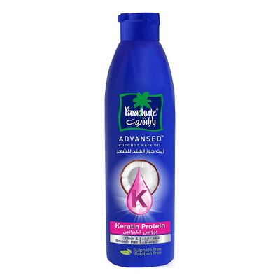Parachute Advansed Keratin Coconut Oil For Smooth Shiny Hair Reduces Breakage Split Ends All Hair Types No Parabens, Silicones Sulphate 10.1 Fl.oz.